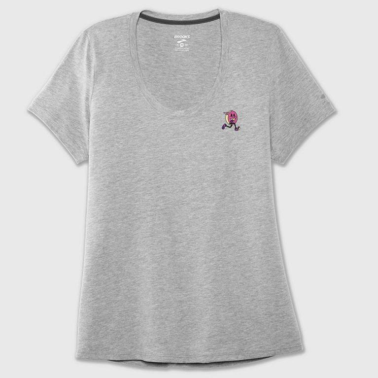 Brooks Run Happy Graphic - Camisetas Manga Corta Mujer - Gris (BVIX-65943)